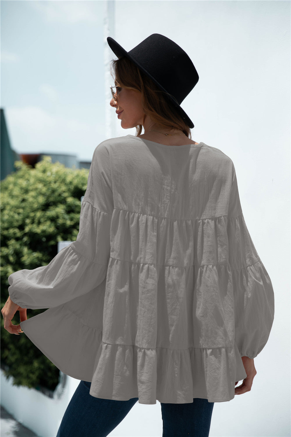 Balloon Sleeve Smock Top