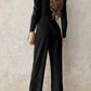 Belted Long Puff Sleeve V-Neck Jumpsuit