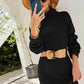 Rib-Knit Turtleneck Drop Shoulder Sweater Dress