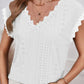 V-Neck Eyelet Short Sleeve Top