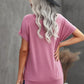 Round Neck Short Sleeve Solid Color Tee