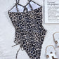 Leopard Cutout Tied One-Piece Swimsuit