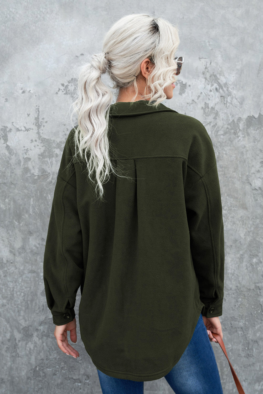 Turn Down Collar Buttoned Shirt Jacket
