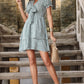 Printed Tie-Front Layered Mini Dress
