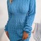Cable-Knit Long Sleeve Mini Sweater Dress