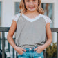 Girls Spliced Lace V-Neck Tee Shirt