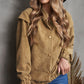 Snap Front Shoulder Detail Corduroy Shacket