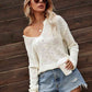 Notched Neck Slit Knit Top
