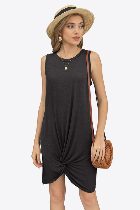 Twisted Round Neck Sleeveless Dress