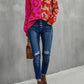 Cozy Weekends Leopard Ribbed Trim Dropped Shoulder Sweater