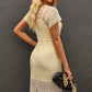 Round Neck Short Sleeve Slit Dress