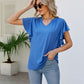 Notched Neck Flutter Sleeve Tee