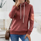 Half Zip Patch Pocket Drawstring Hoodie