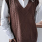 Cable-Knit Ribbed V-Neck Sweater Vest