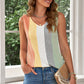 Multicolored Striped Waffle-Knit Sleeveless Tank