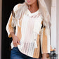 Color Block Openwork Hooded Sweater