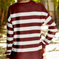Striped Drop Shoulder Side Slit Sweatshirt