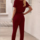 V Neck Wrap Front Jumpsuits