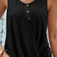 Decorative Button Hem Detail Eyelet Tank