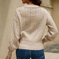 Button Front V-Neck Openwork Cardigan
