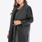 Plus Size Spliced PU Leather Longline Blazer