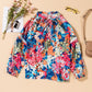 Floral Tie Neck Balloon Sleeve Top