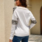 Leopard Color Block V-Neck Knit Pullover