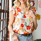 Floral Flutter Sleeve Round Neck Blouse