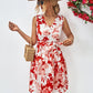 Floral V-Neck Tie Waist Sleeveless Dress