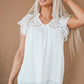 Eyelet Tassel Tie Flutter Sleeve Top