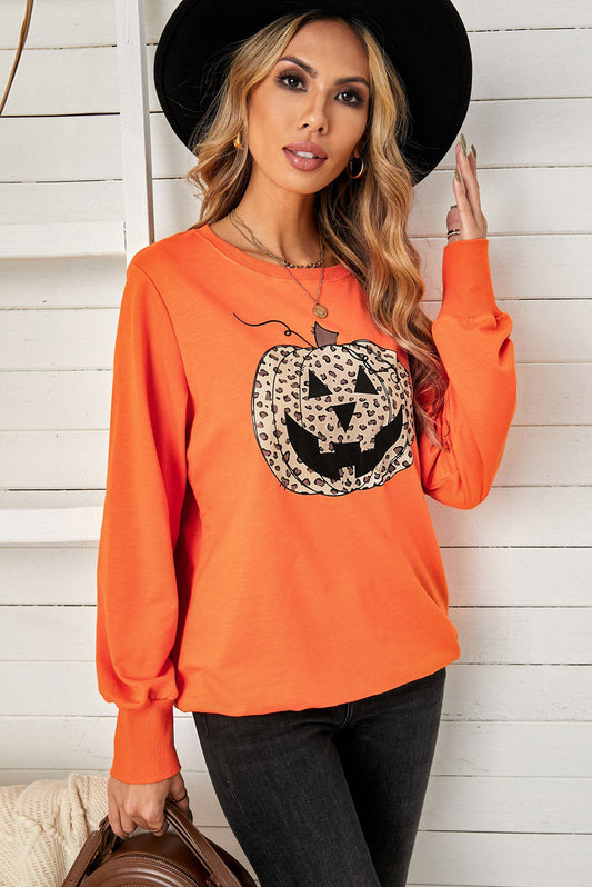 Halloween Leopard Jack-O-Lantern Sweatshirt
