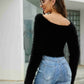 Fuzzy Surplice Cropped Sweater