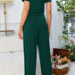 Round Neck Open Back Jumpsuit with Pockets