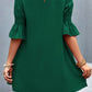 Frill Neck Flounce Sleeve Dress