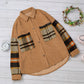 Color Block Corduroy Dropped Shoulder Jacket