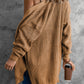Openwork Rib-Knit Slit Cardigan