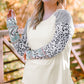 Plus Size Mixed Print Raglan Sleeve Round Neck Top