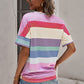 Rainbow Stripe Tie-Front Tee Shirt