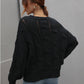 Cable-Knit Openwork Round Neck Sweater