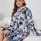 Plus Size Floral Lapel Collar Long Sleeve Night Dress