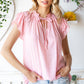 Tie-Neck Flutter Sleeve Blouse
