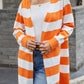 Striped Long Sleeve Longline Cardigan Sweater
