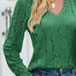 V-Neck Flounce Sleeve Lace Top