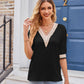 Printed Contrast V-Neck Tee