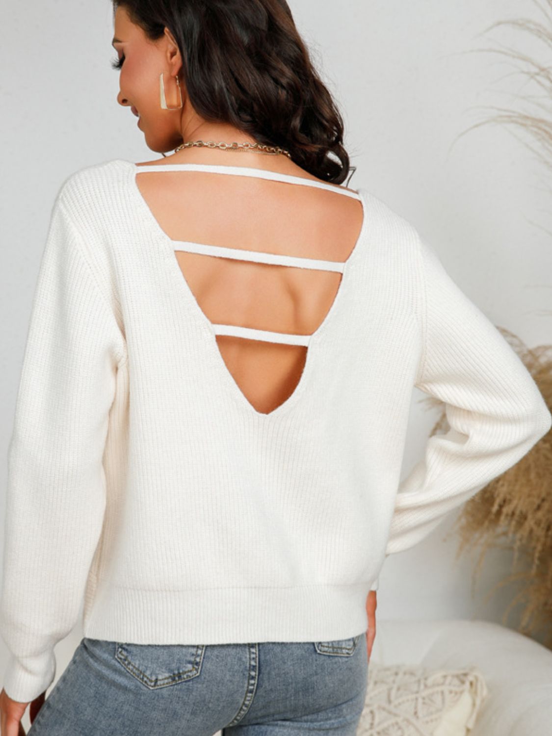 Ladder Cutout Twisted Sweater