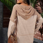 Two-Tone Waffle-Knit Drawstring Detail Hoodie