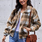 Plaid Print Sherpa Jacket Coat