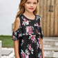 Girls Floral Cold-Shoulder Ruffled Top