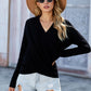 V Neck Wrap Front Knitted Top
