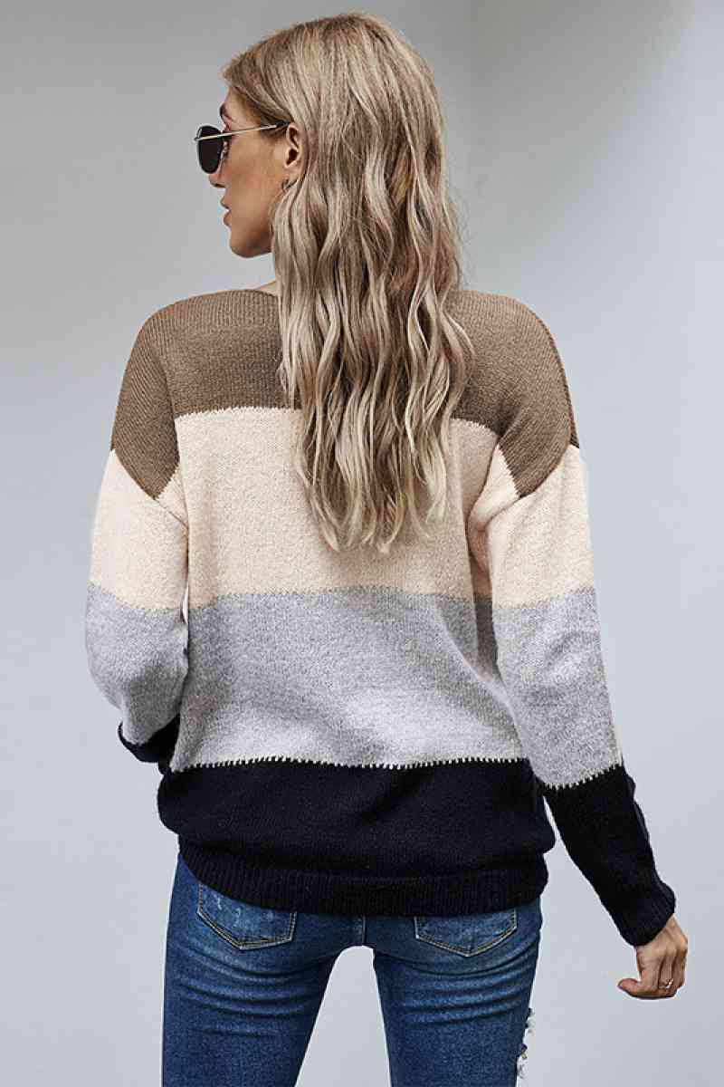 Colorblock Button Front Cardigan